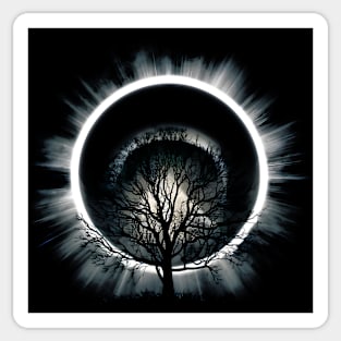 Ethereal Winter Tree With the Dark Sun Sticker